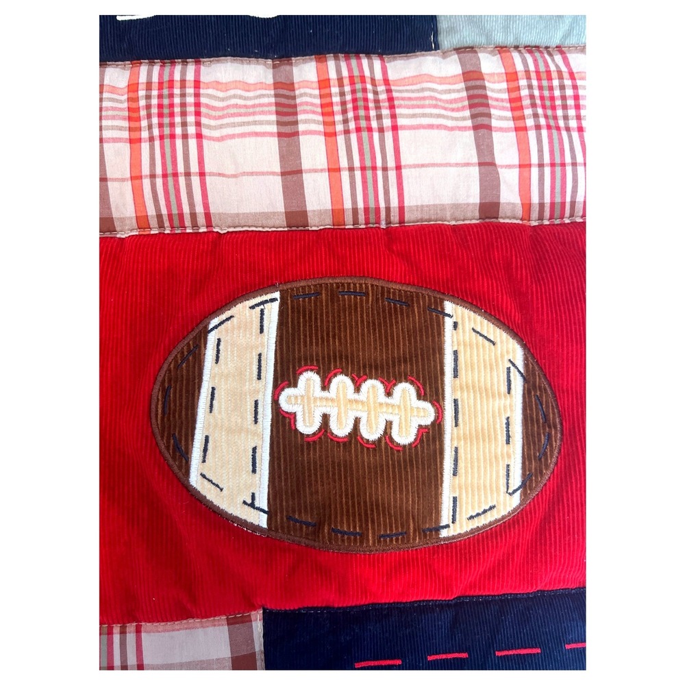 Kids Sports Patchwork Quilt Corduroy Plaid Blanket, Baseball, Football ,Soccer - Picture 10 of 16